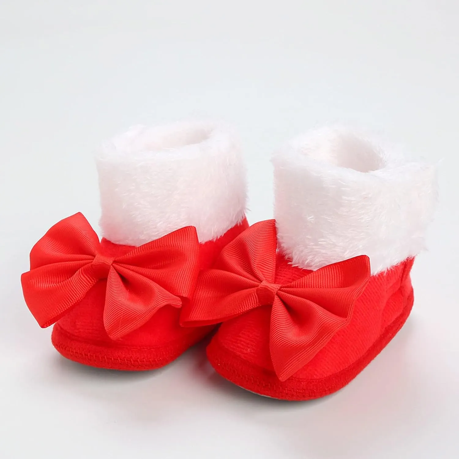 Girls Ankle Boots Baby Boots With Bow Ties Soft Baby Shoes Thick Non Slip Cotton Shoes Warm Boots