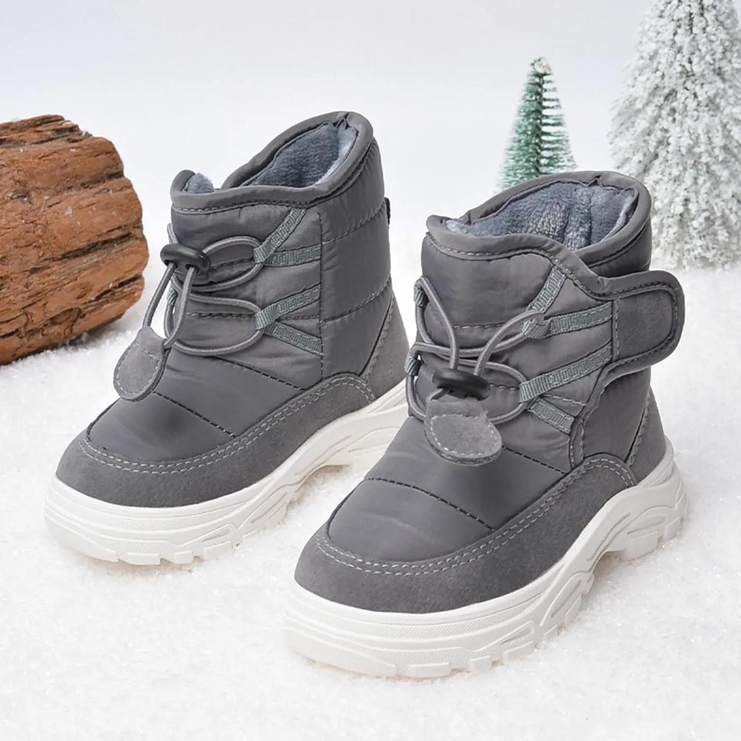 Girls Boys Plush Soft Sneaker Boot Slip esistant Outdoor Warm Snow Day Soft Sole Breathable Sports Ankle Shoes