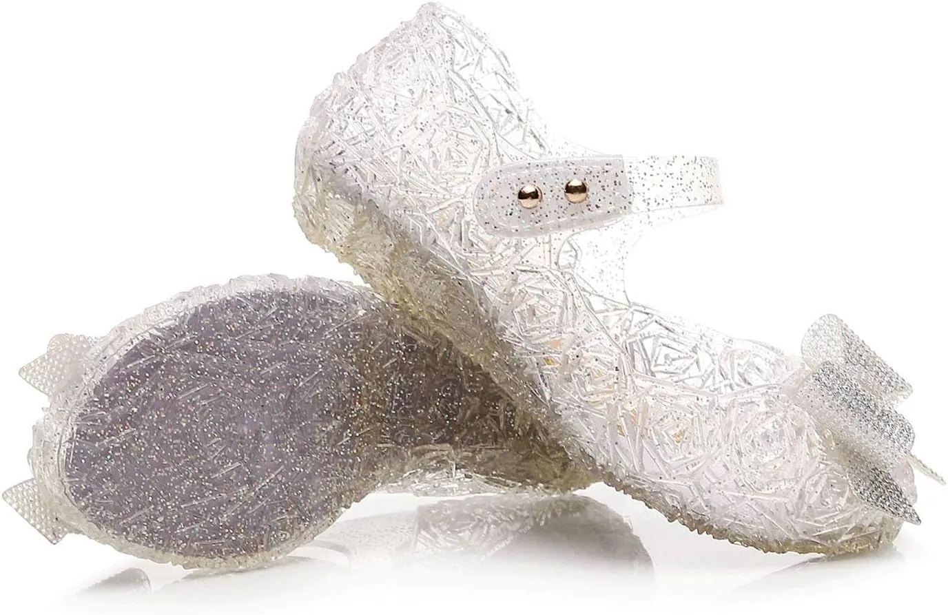 Girls Jelly Sandals Kids Toddler Cute Bowknot Princess Dress Shoes Glitter Closed Toe Summer Casual Wedge Sandal