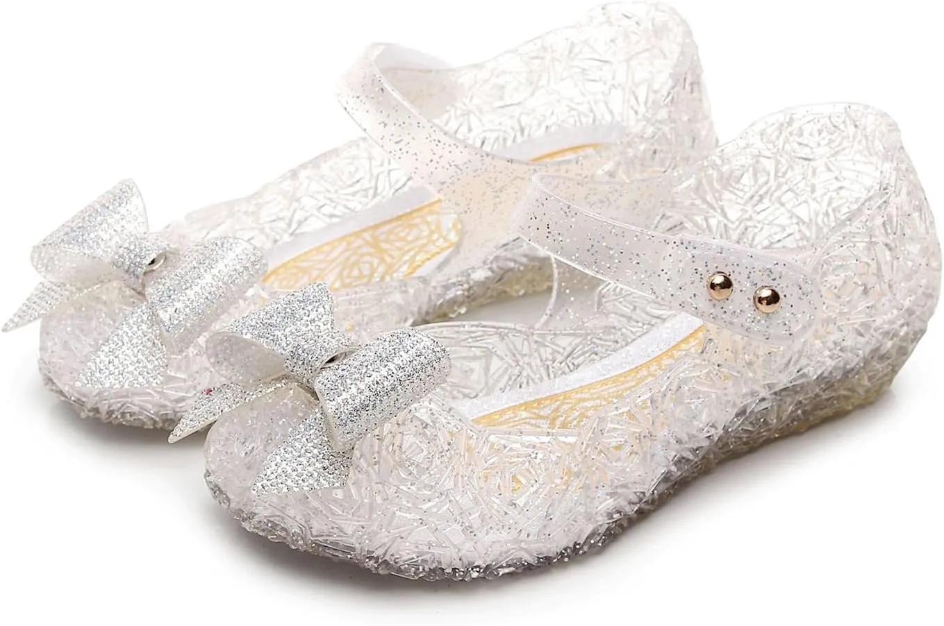 Girls Jelly Sandals Kids Toddler Cute Bowknot Princess Dress Shoes Glitter Closed Toe Summer Casual Wedge Sandal