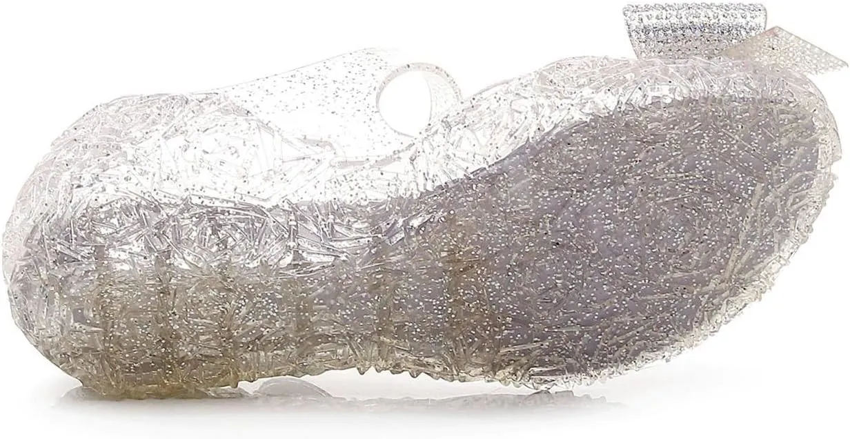 Girls Jelly Sandals Kids Toddler Cute Bowknot Princess Dress Shoes Glitter Closed Toe Summer Casual Wedge Sandal