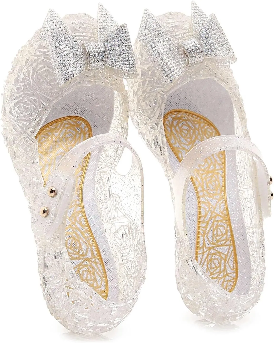Girls Jelly Sandals Kids Toddler Cute Bowknot Princess Dress Shoes Glitter Closed Toe Summer Casual Wedge Sandal