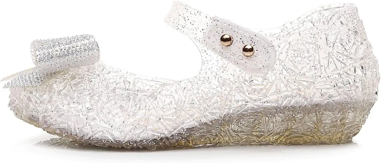 Girls Jelly Sandals Kids Toddler Cute Bowknot Princess Dress Shoes Glitter Closed Toe Summer Casual Wedge Sandal