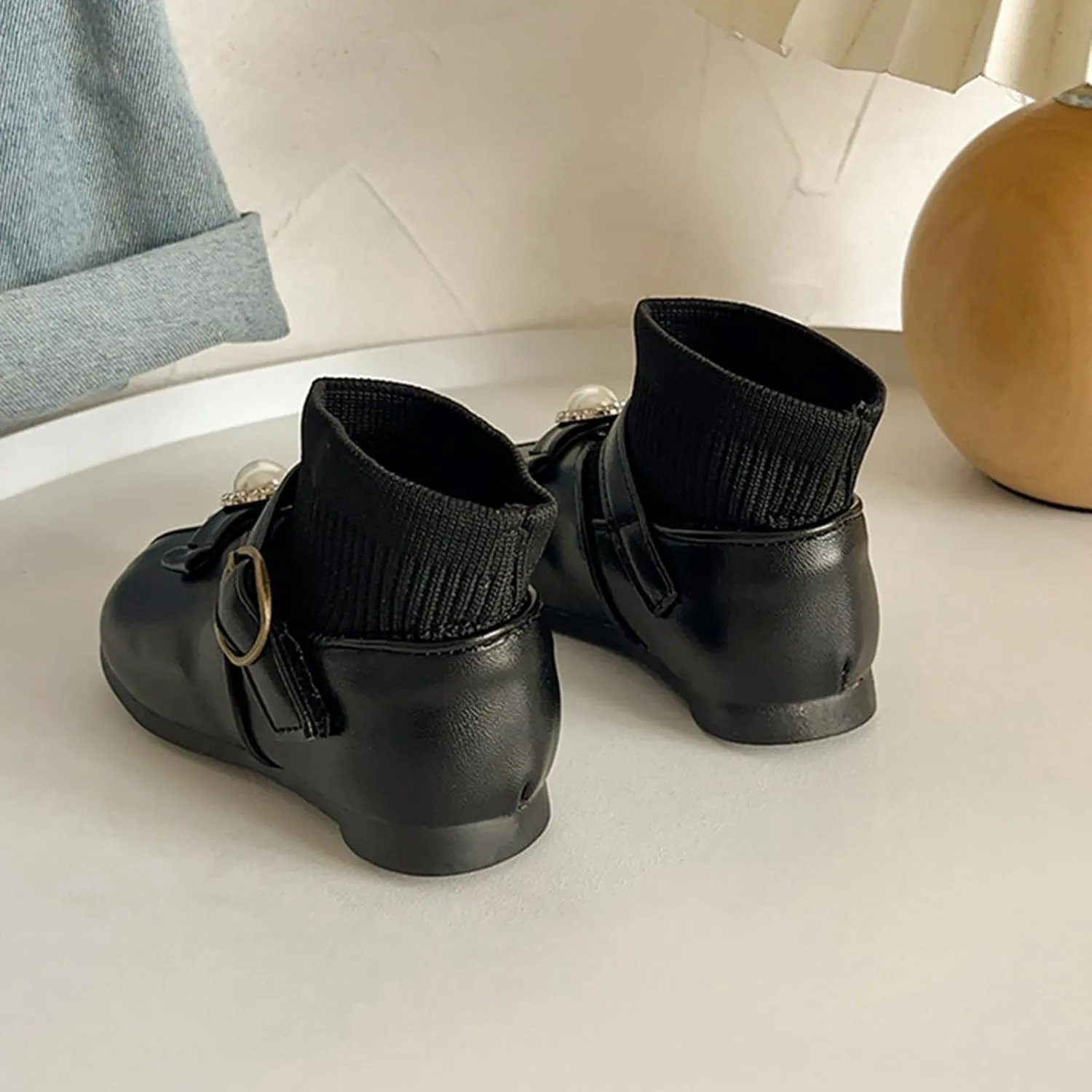 Girls Leather Ankle Boots Waterproof Low Calf Boots Autumn Winter Short Boots Soft Sole Low Heel Boot For Toddle