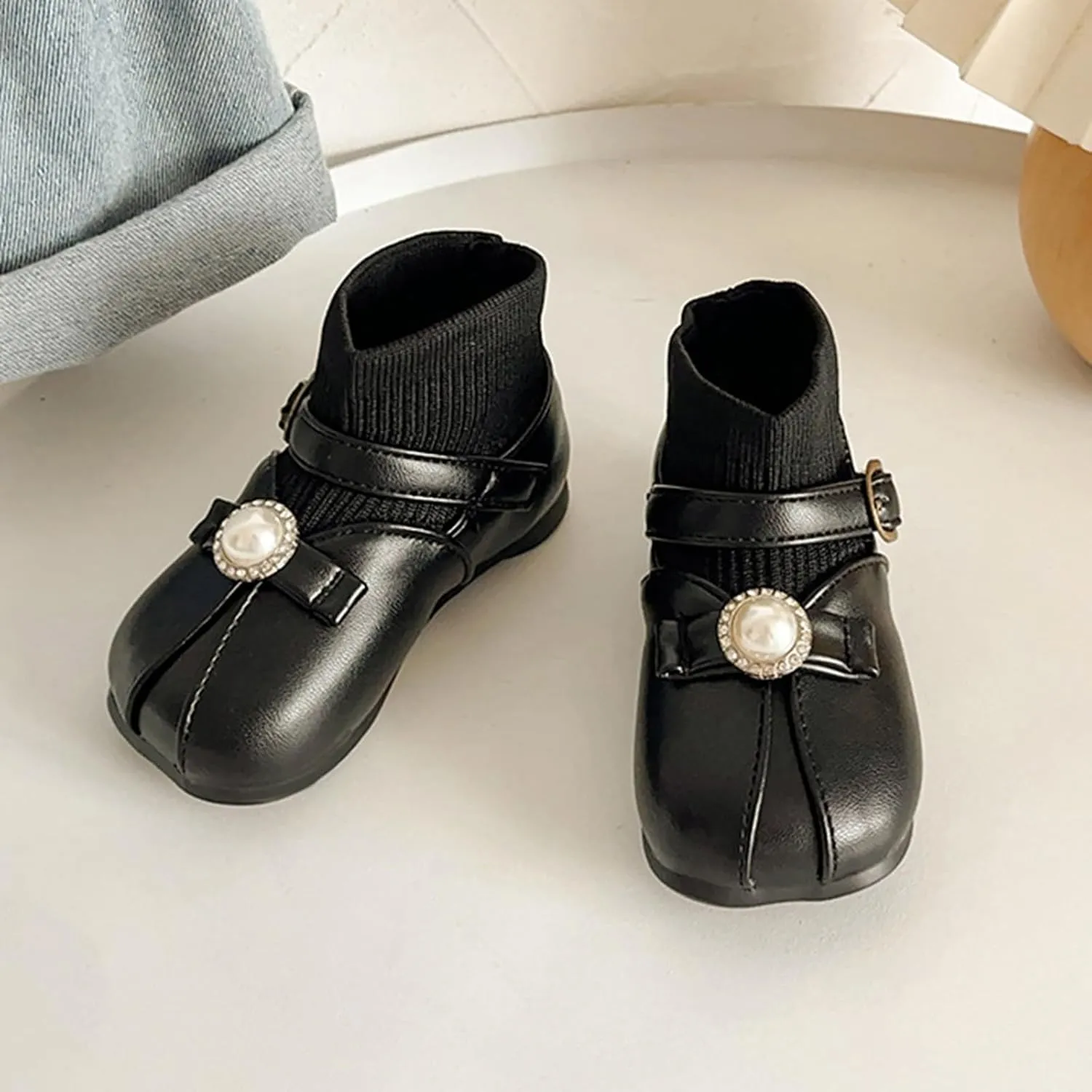 Girls Leather Ankle Boots Waterproof Low Calf Boots Autumn Winter Short Boots Soft Sole Low Heel Boot For Toddle