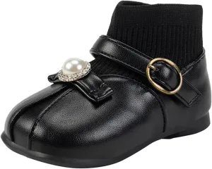 Girls Leather Ankle Boots Waterproof Low Calf Boots Autumn Winter Short Boots Soft Sole Low Heel Boot For Toddle