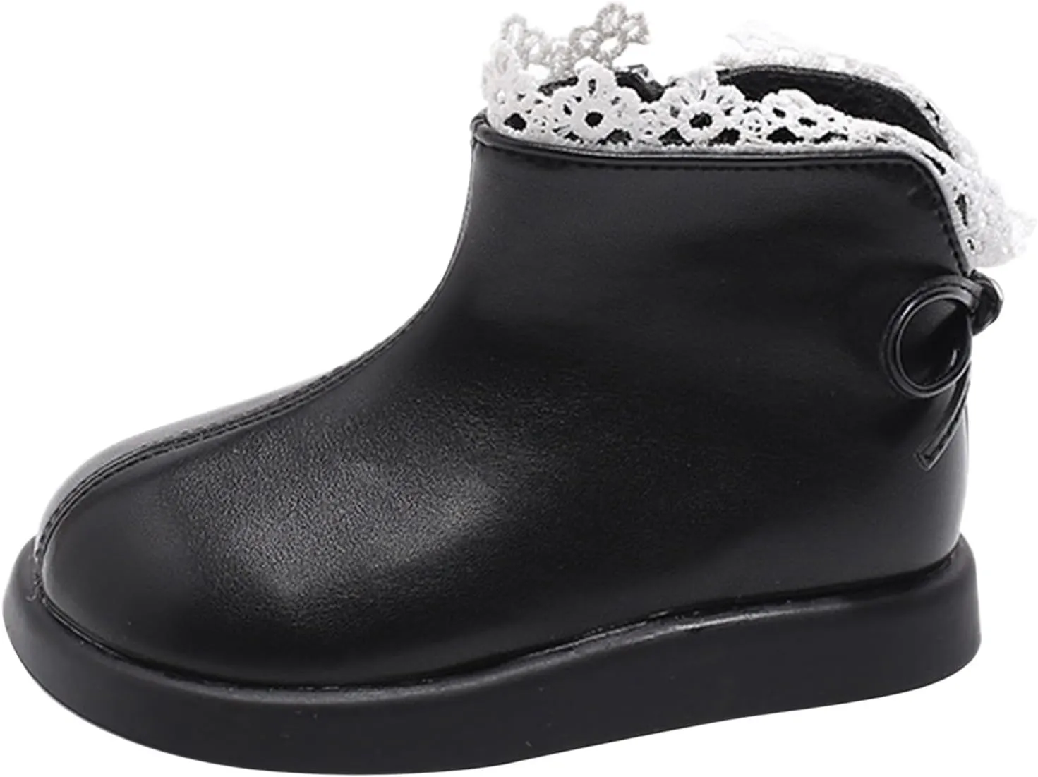 Girls Leather Mary Jane Boots Waterproof Non Slip Low Calf Boots Side Zipper Sort Sole Flat Boots Winter Boots