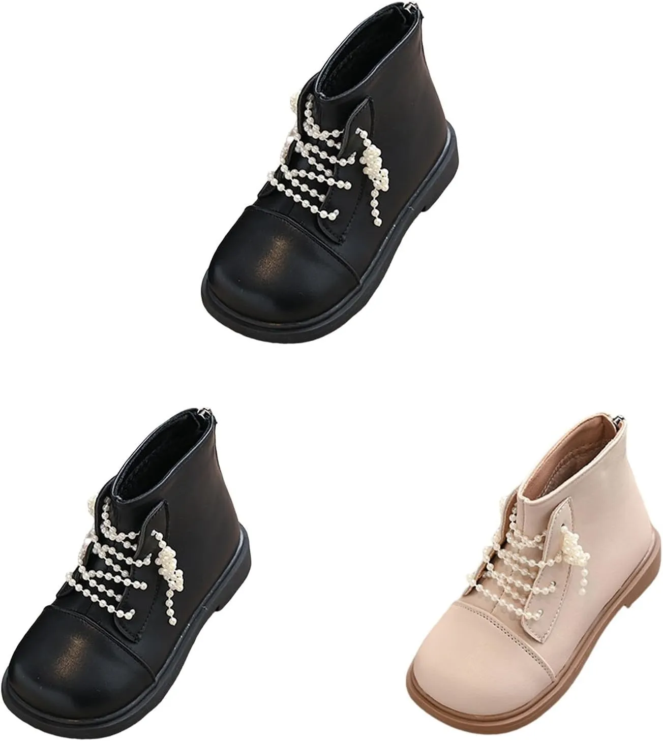 Girls Mary Jane Boots Waterproof Back Zipper Ankle Boots Lace Up Low Calf Boots Girls Dress Shoes Short Shoes