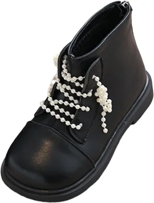 Girls Mary Jane Boots Waterproof Back Zipper Ankle Boots Lace Up Low Calf Boots Girls Dress Shoes Short Shoes