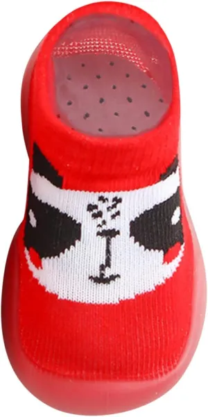 Girls Non Slip Shoes Boys Kids Cute Baby Stocking Knit Sole Toddler Warm Soft Girls Slipper Shoes Socks Rubber Shoes