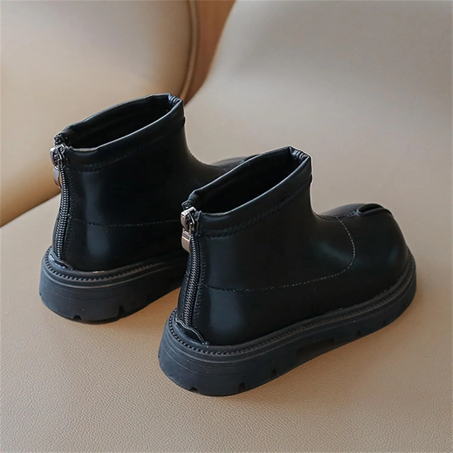 Girls Platform Booties Toddler Leather Back Zipper Rain Boots Outdoor Warm Non Slip Mary Chestnut Winter Fashion Boot
