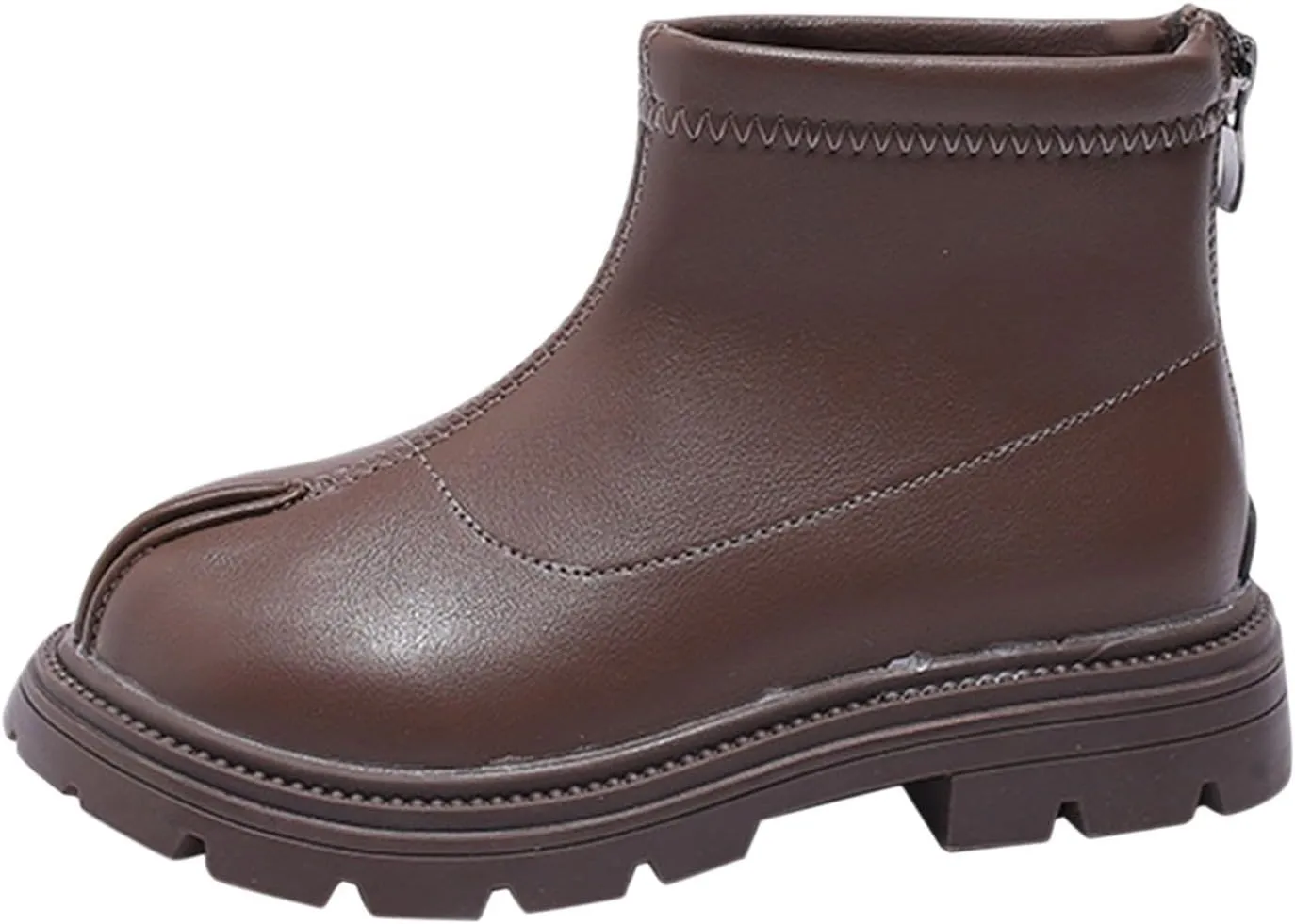 Girls Platform Booties Toddler Leather Back Zipper Rain Boots Outdoor Warm Non Slip Mary Chestnut Winter Fashion Boot