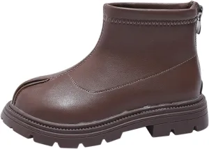 Girls Platform Booties Toddler Leather Back Zipper Rain Boots Outdoor Warm Non Slip Mary Chestnut Winter Fashion Boot
