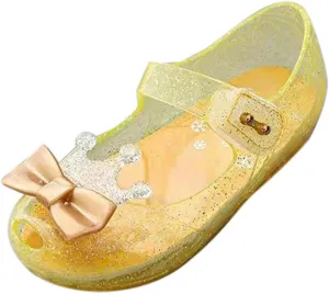 Girls Princess Jelly Sandals Toddler Kids Summer Cute Crown Bowknot Glitter Sparkly Party Dance Mary Jane Shoes