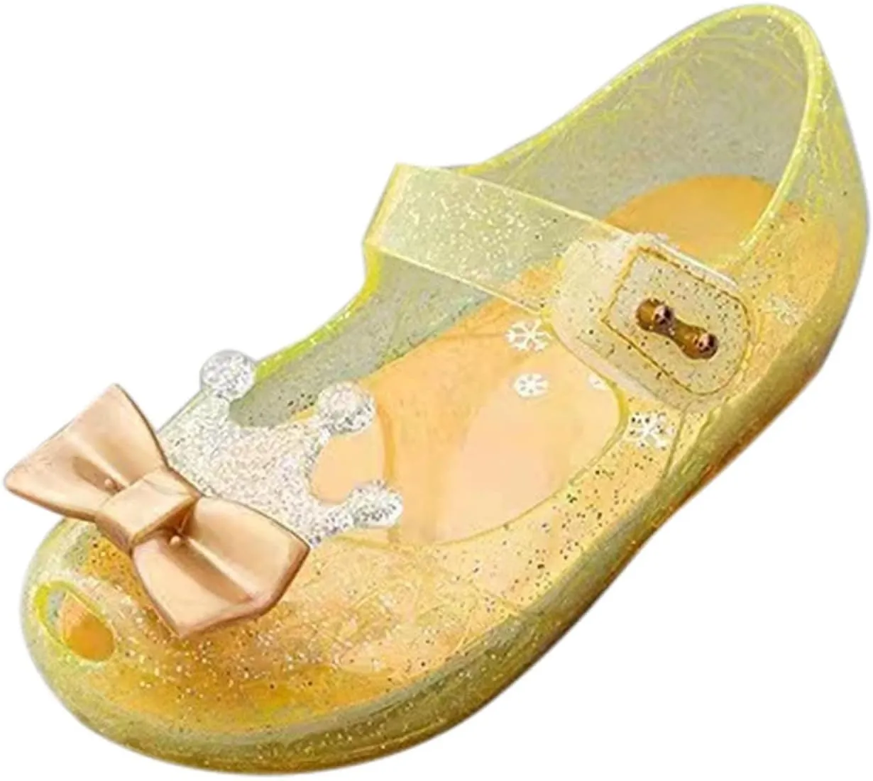 Girls Princess Jelly Sandals Toddler Kids Summer Cute Crown Bowknot Glitter Sparkly Party Dance Mary Jane Shoes