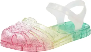 Girls Princess Jelly Sandals Toddler Kids Summer Rainbow Glitter Sparkly Party Mary Jane Shoes Colorful Flat Sandal