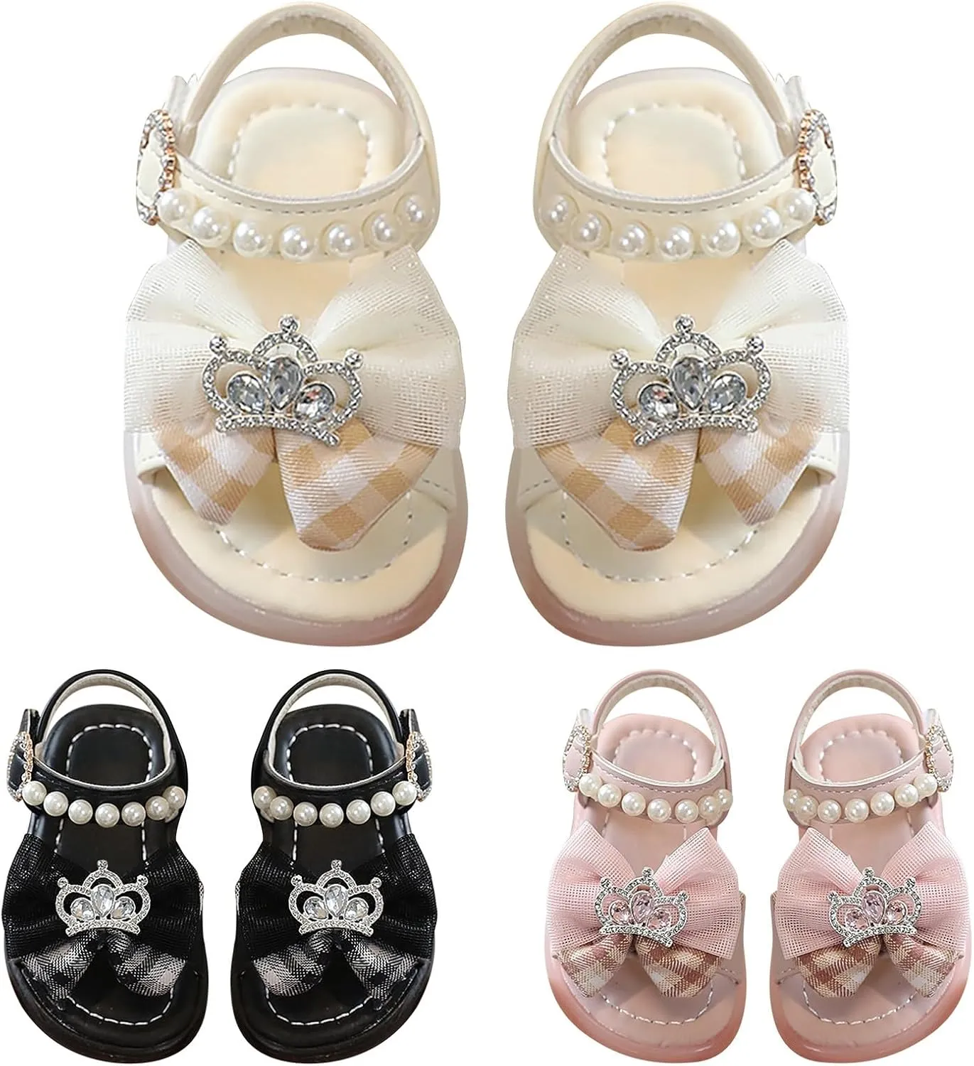 Girls Sandals Summer Fashion Cute Beach Shoes Pearl Knot Soft Sole Flip Flops Flat Princess Soft Breathable Shoes