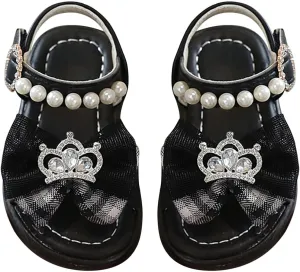 Girls Sandals Summer Fashion Cute Beach Shoes Pearl Knot Soft Sole Flip Flops Flat Princess Soft Breathable Shoes