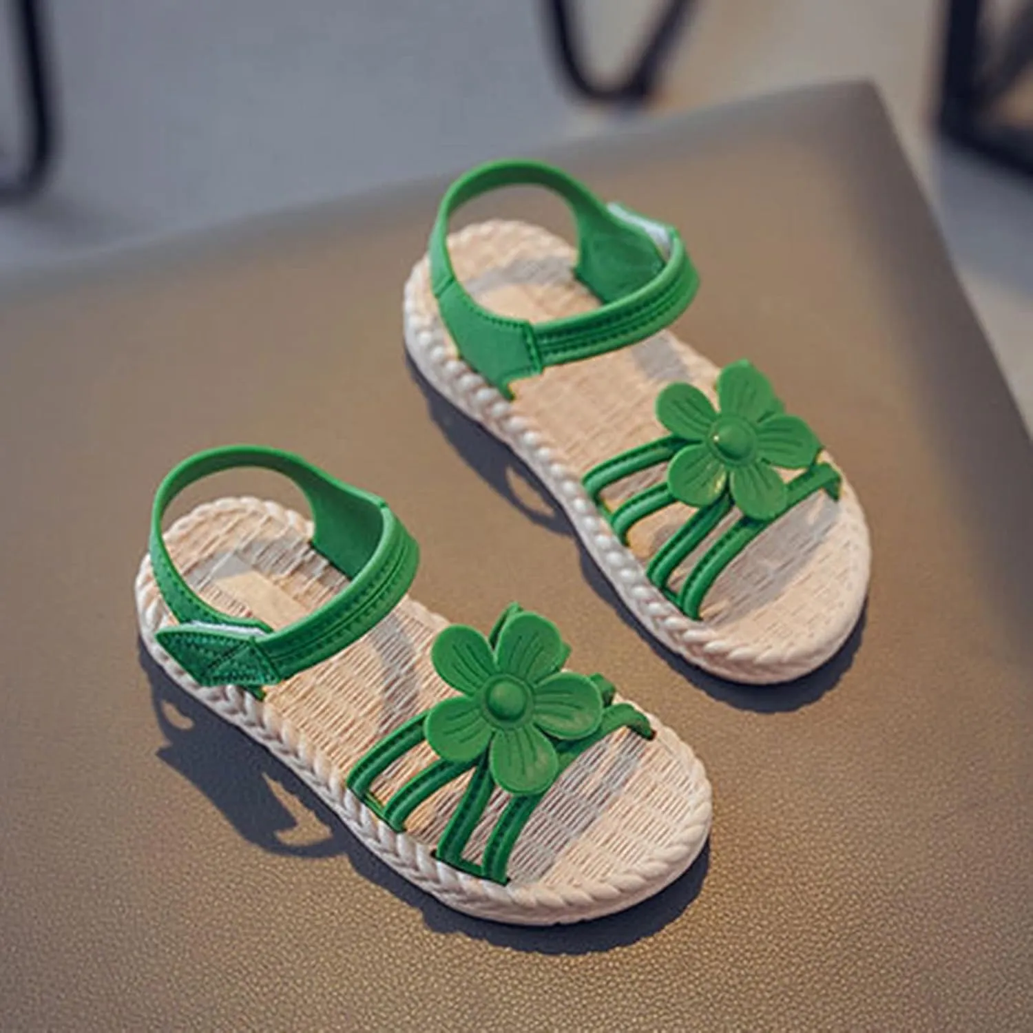 Girls Sandals Toddler Kids Infant Girls Soild Flower Princress Shoes Soft Sole Non Slip Saltwater Sandals for