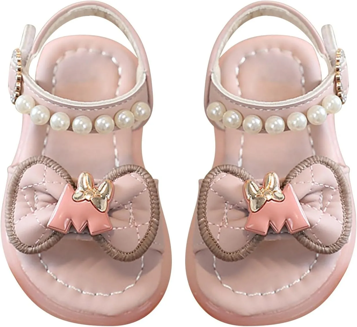 Girls Toddler Sandals Summer Comfort Beach Fashion Shoes Pearl Knot Soft Sole Princess Wedding Dress Sandal