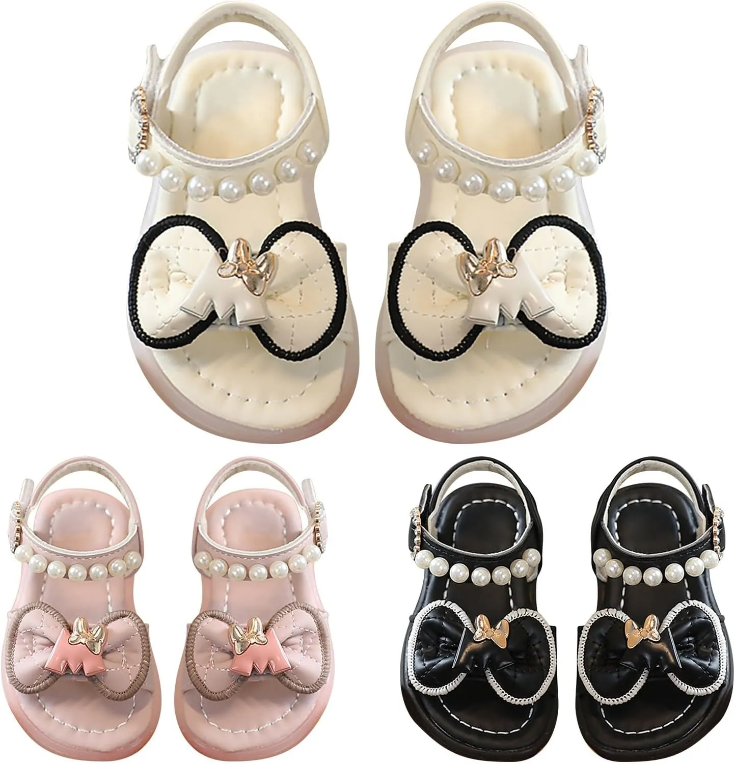 Girls Toddler Sandals Summer Comfort Beach Fashion Shoes Pearl Knot Soft Sole Princess Wedding Dress Sandal