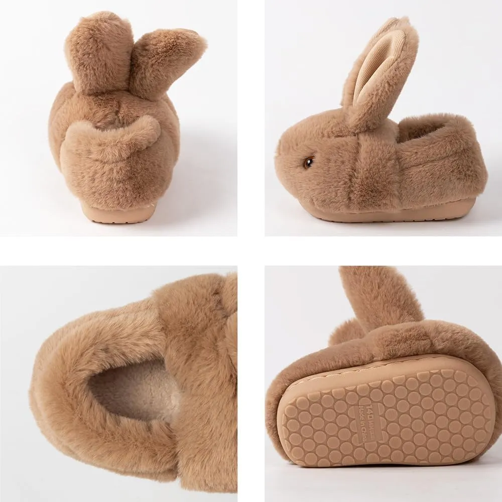 Girls Toddler Slippers Boys House Shoes for Little Kids Cute with Bunny Design Plush Indoor Slippers Non-Slip