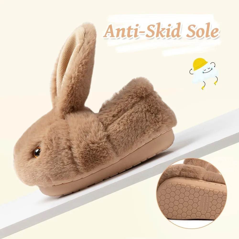 Girls Toddler Slippers Boys House Shoes for Little Kids Cute with Bunny Design Plush Indoor Slippers Non-Slip