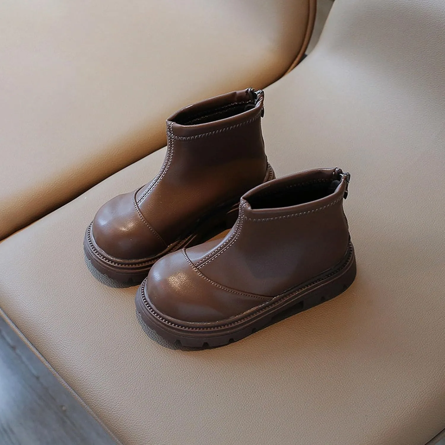 Girls Winter Boots Platform Booties for Toddler Girls Back Zipper Leather Shoes Outdoor Warm Non Slip Shoes Boots