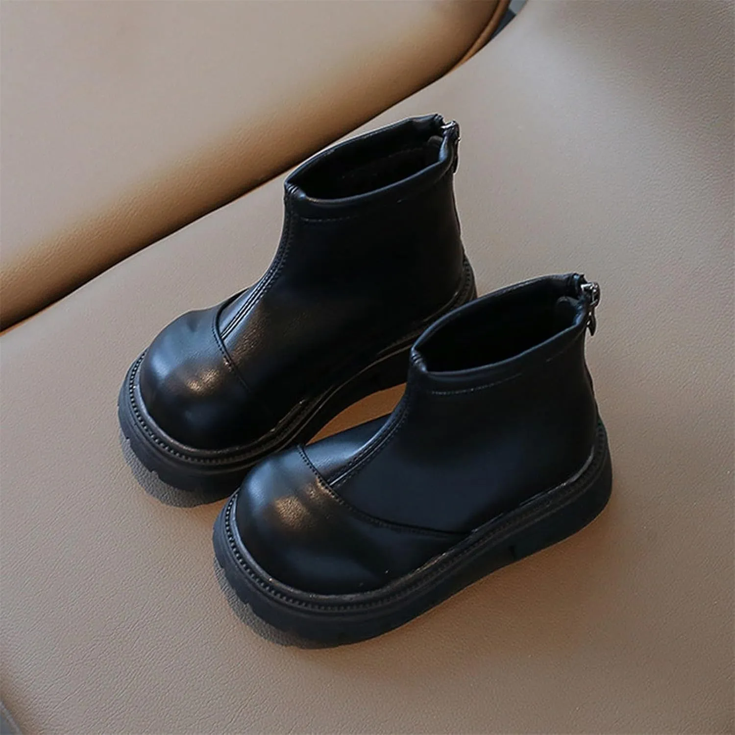Girls Winter Boots Platform Booties for Toddler Girls Back Zipper Leather Shoes Outdoor Warm Non Slip Shoes Boots