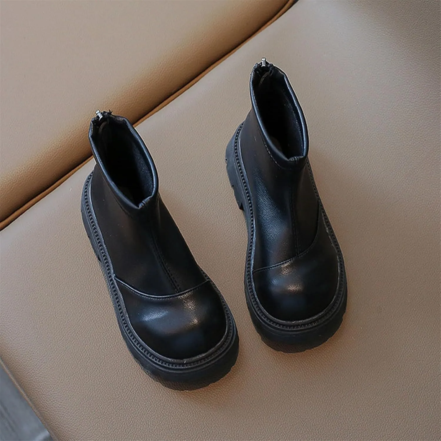 Girls Winter Boots Platform Booties for Toddler Girls Back Zipper Leather Shoes Outdoor Warm Non Slip Shoes Boots