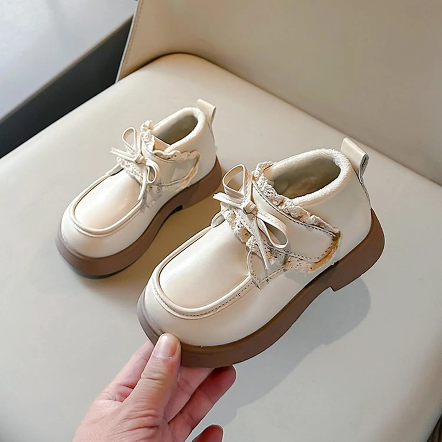Girls Winter Little Ankle Boots Girl Bow Fashion Shoes Big Children Thickened Mary Jane Toddler Girl Shoe