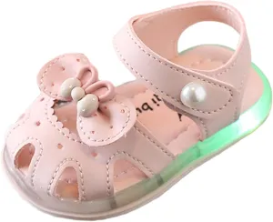 GirlsSandals Summer Baby Princess Shoes Soft Sole Baotou Anti Slip Children Walking Shoes Kids Athletic Slides