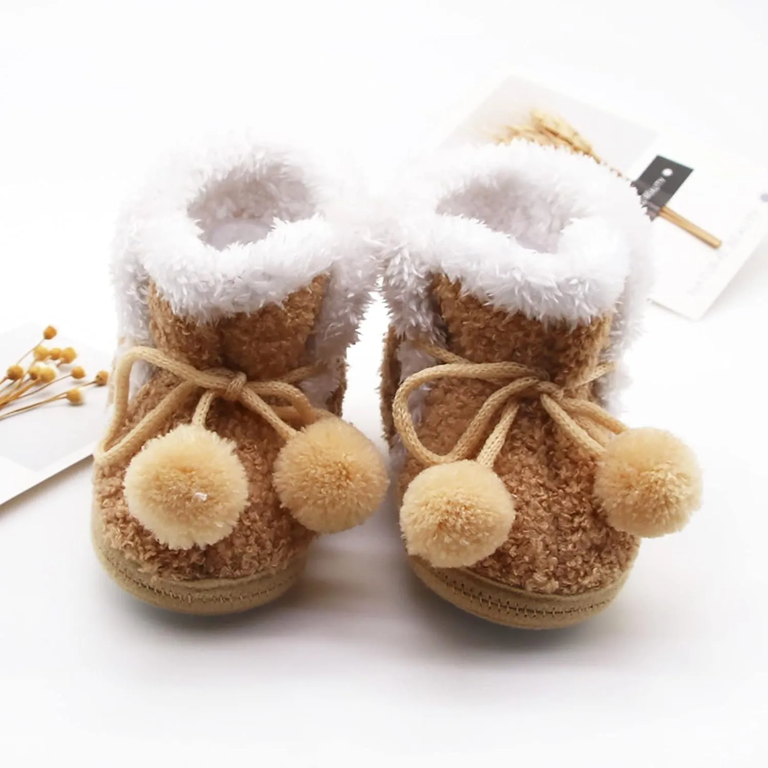 Infant Baby Boys Girls Booties Soft Non-Slip Sole Newborn Toddler First Walkers Crib Winter Warm Socks Snow Boots