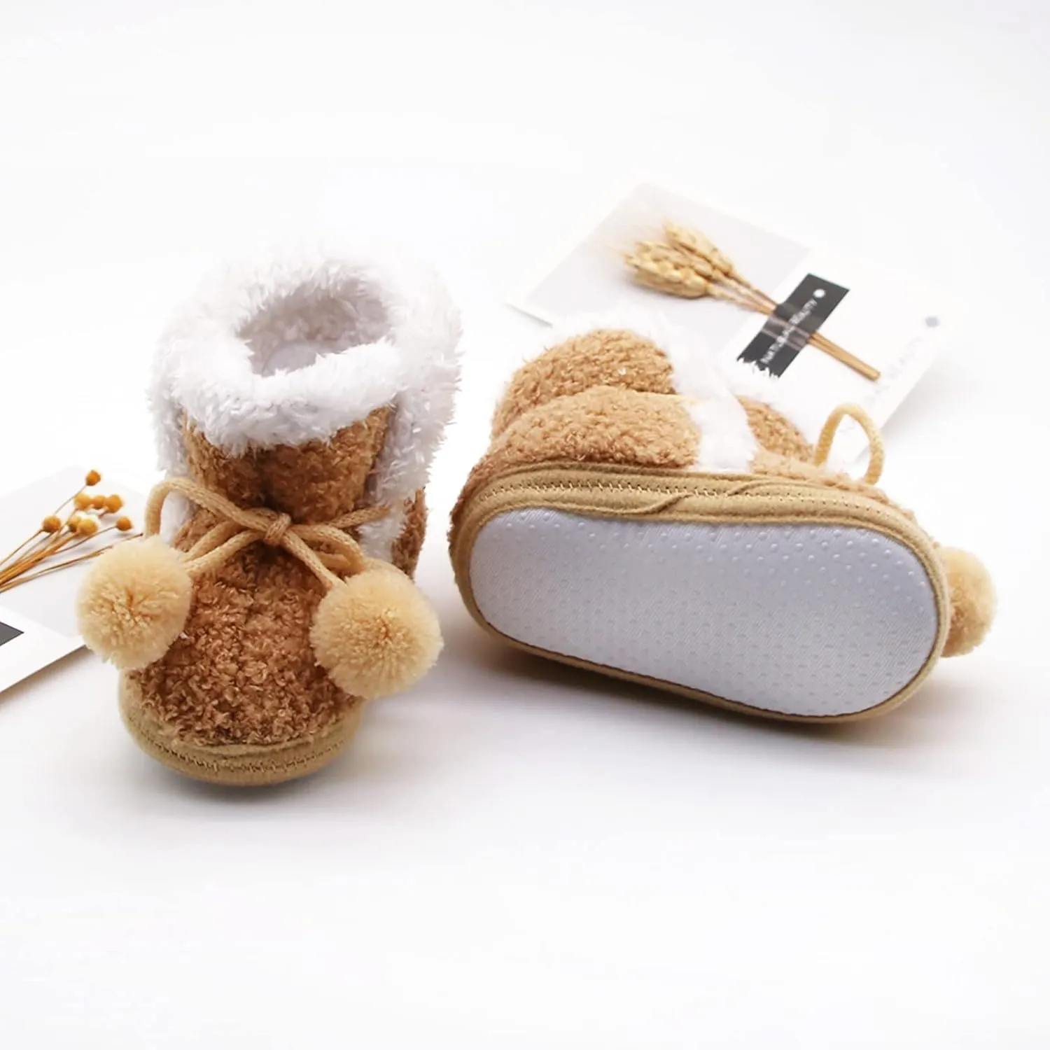 Infant Baby Boys Girls Booties Soft Non-Slip Sole Newborn Toddler First Walkers Crib Winter Warm Socks Snow Boots