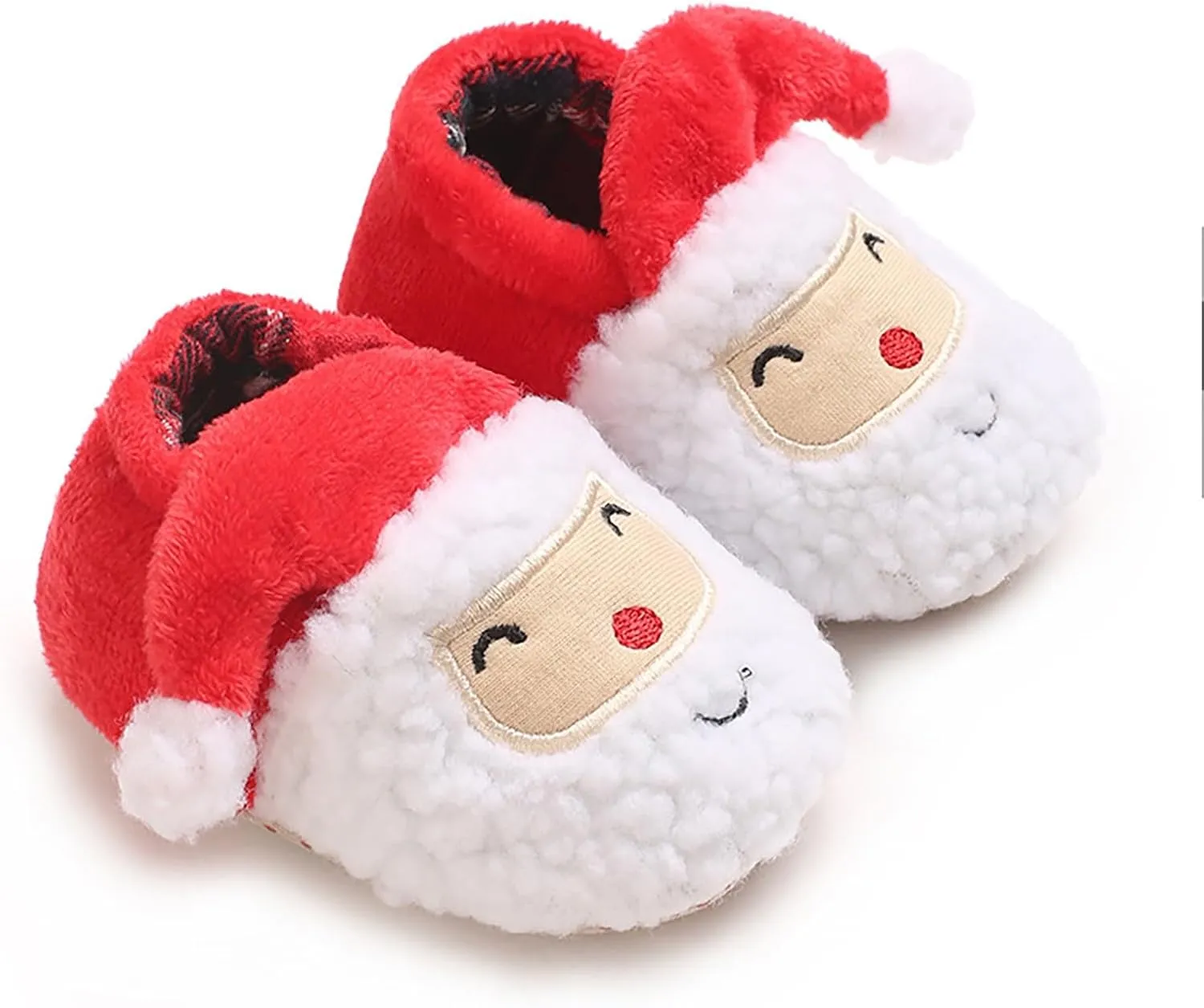 Infant Baby Christmas Santa Shoes Boys Girls Soft Sole Cloth Indoor Casual Sneaker Newborn Xmas Plush Non Slip Shoe
