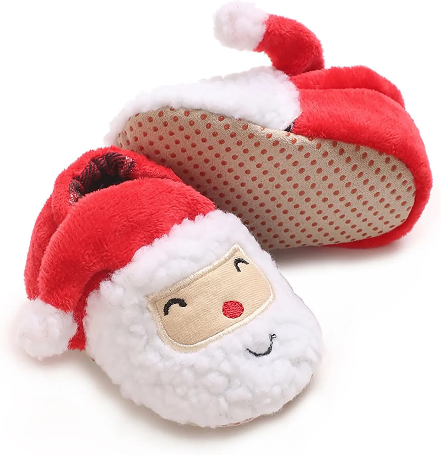 Infant Baby Christmas Santa Shoes Boys Girls Soft Sole Cloth Indoor Casual Sneaker Newborn Xmas Plush Non Slip Shoe
