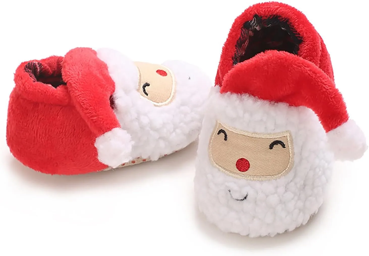 Infant Baby Christmas Santa Shoes Boys Girls Soft Sole Cloth Indoor Casual Sneaker Newborn Xmas Plush Non Slip Shoe