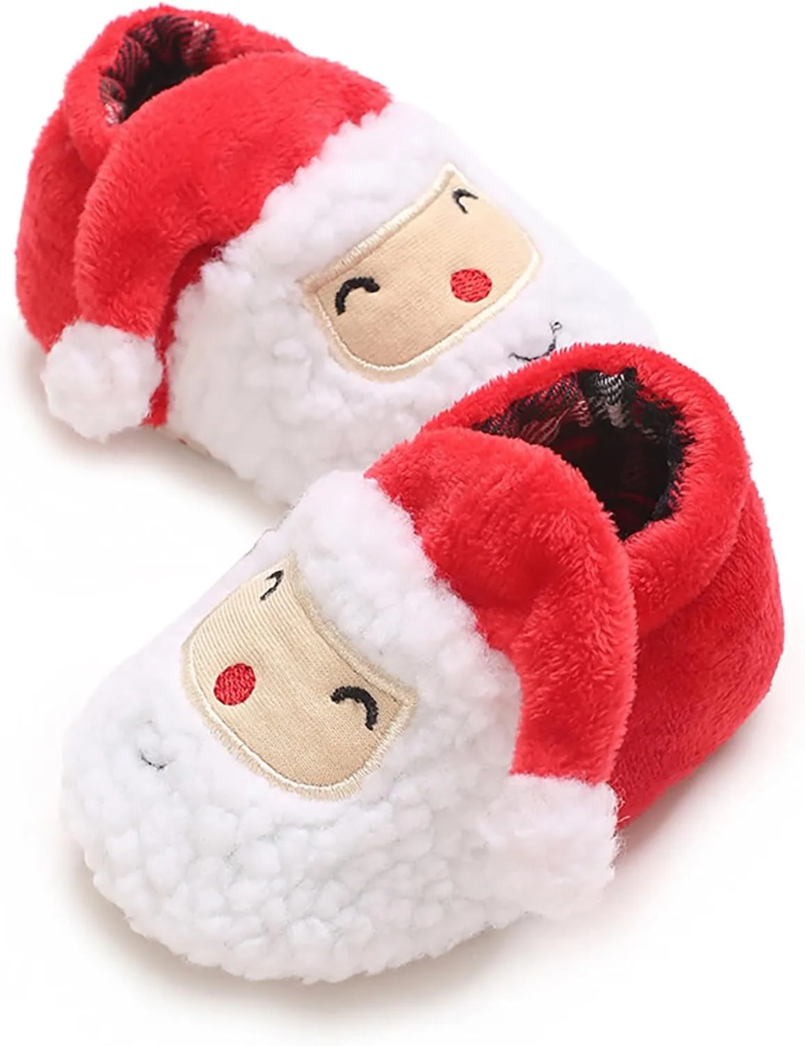 Infant Baby Christmas Santa Shoes Boys Girls Soft Sole Cloth Indoor Casual Sneaker Newborn Xmas Plush Non Slip Shoe