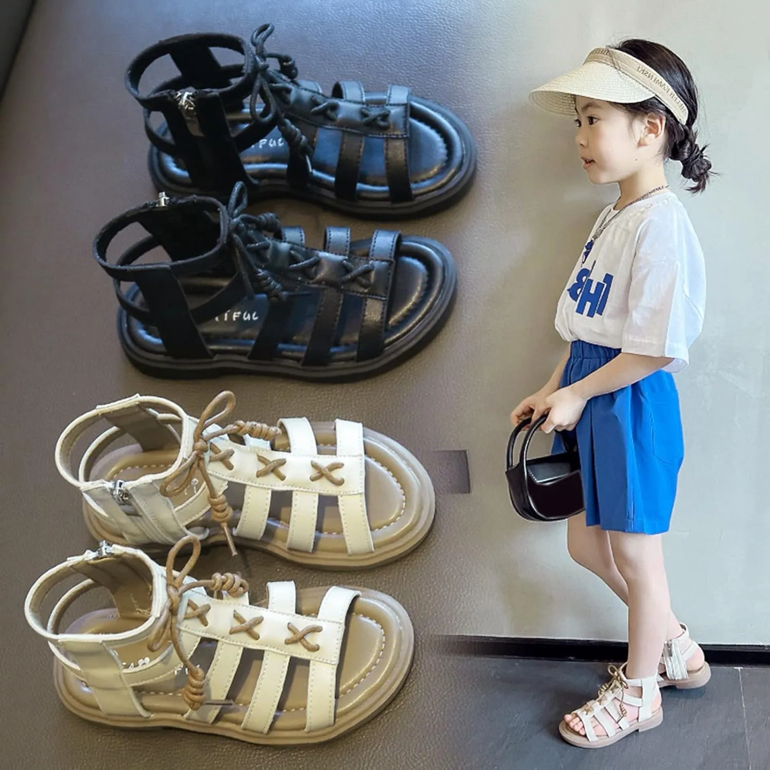 Infant Baby Girls Boys Child Shoes Summer Low Heel Sandals Non Slip Soft Sole Open Toe Crib Shoes (Black, 3 Big Kids)