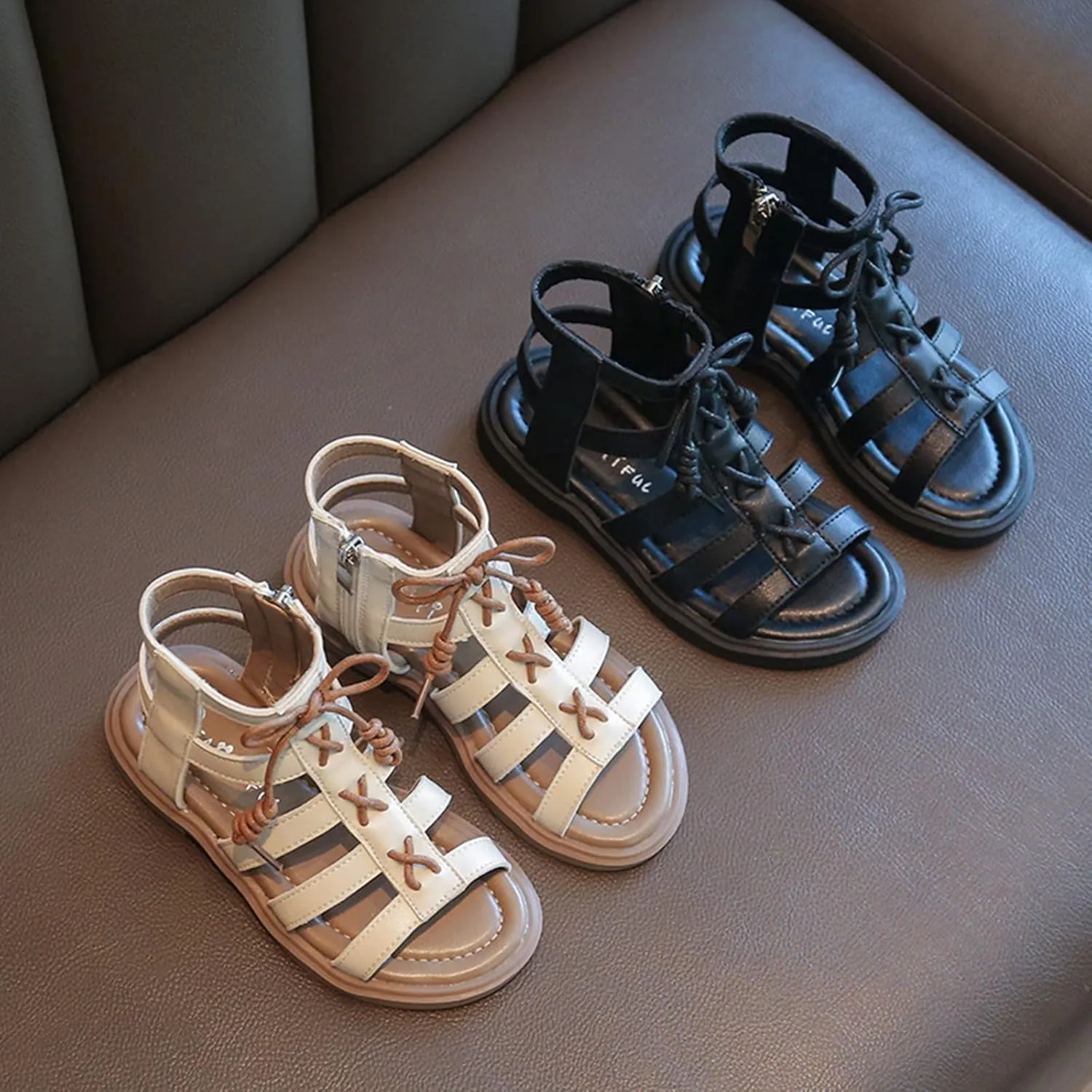 Infant Baby Girls Boys Child Shoes Summer Low Heel Sandals Non Slip Soft Sole Open Toe Crib Shoes (Black, 3 Big Kids)