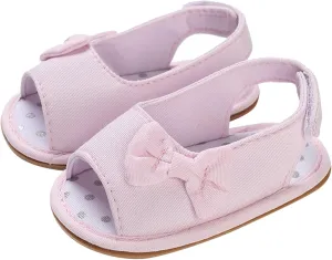 Infant Baby Girls Sandals With Flower Bowknot Soft Sole Shoes Newborn Toddler First Walkers Crib Dress Shoes