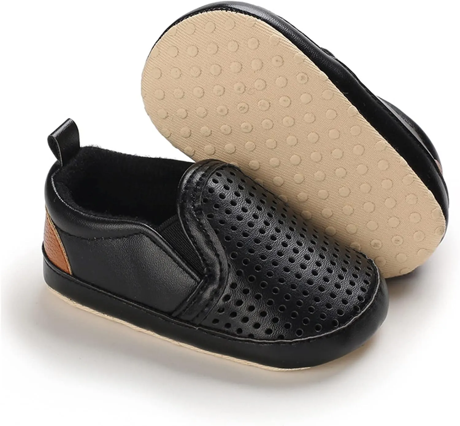 Infant Baby Mesh Hollow Leather First Walking Shoes Toddler Soft Sole Slip On Solid Color Platform Casual Sneakers