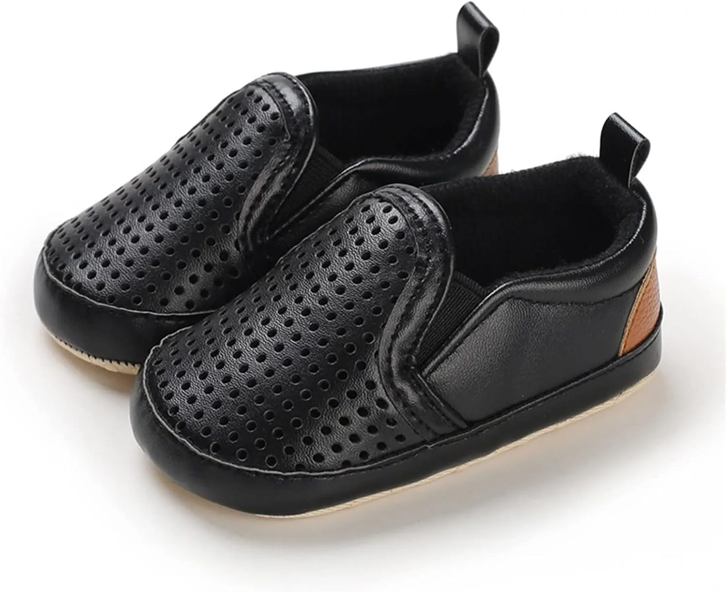 Infant Baby Mesh Hollow Leather First Walking Shoes Toddler Soft Sole Slip On Solid Color Platform Casual Sneakers
