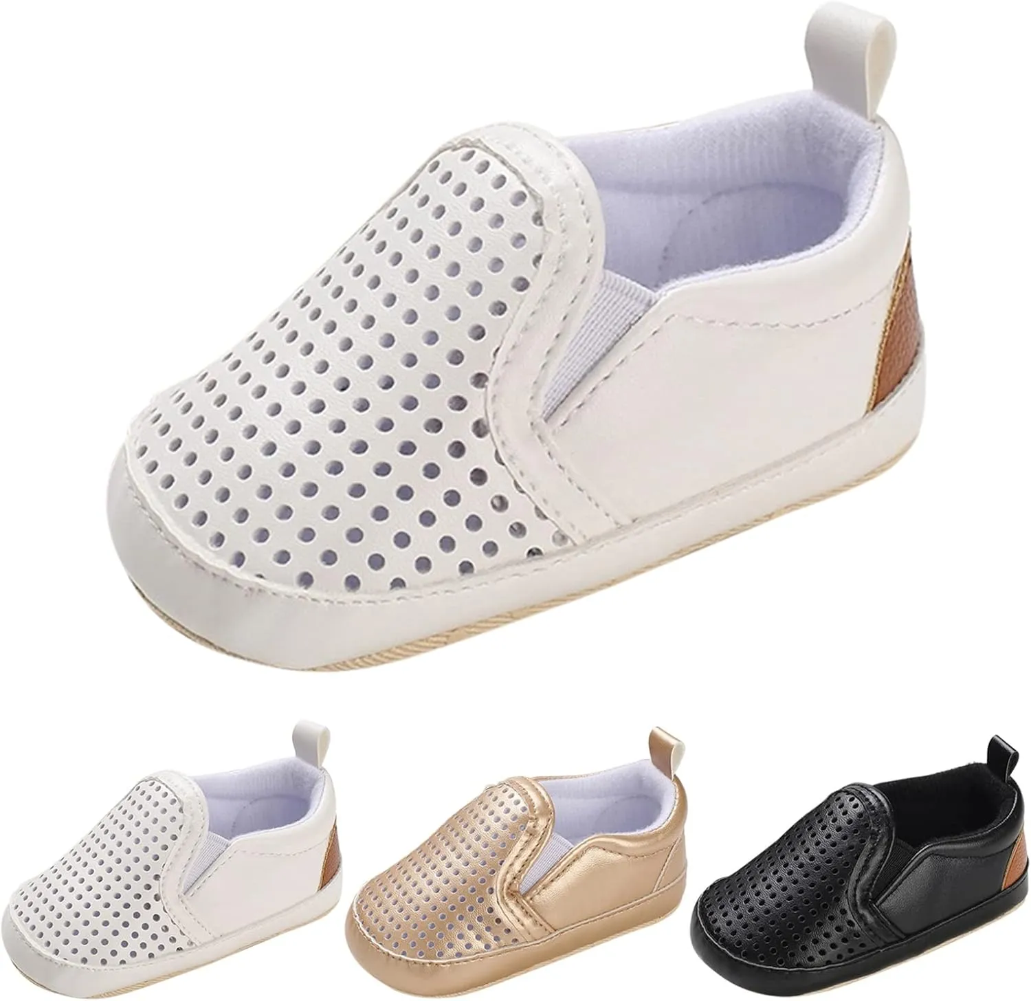 Infant Baby Mesh Hollow Leather First Walking Shoes Toddler Soft Sole Slip On Solid Color Platform Casual Sneakers
