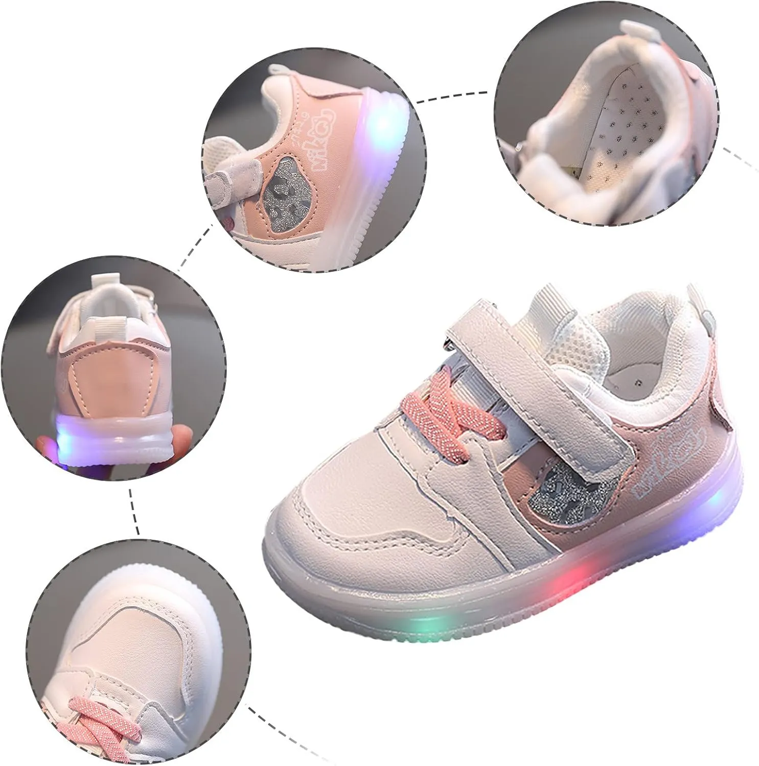 Infant Baby Shoes Light Up Shoes for Boys Girls Toddler Led Walking Shoes Girls Kids Children Solid Tied Canvas Shoes