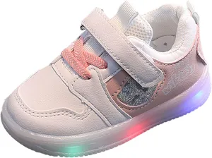 Infant Baby Shoes Light Up Shoes for Boys Girls Toddler Led Walking Shoes Girls Kids Children Solid Tied Canvas Shoes