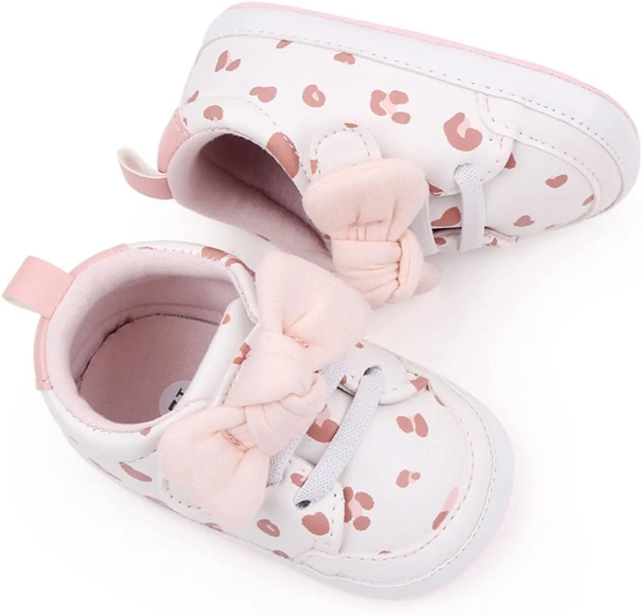 Infant Boys Baby Newborn Sneakers Girls Cute Bow PU Leather Lace Up Walking Shoes Flat Shoes Toddler High Tops