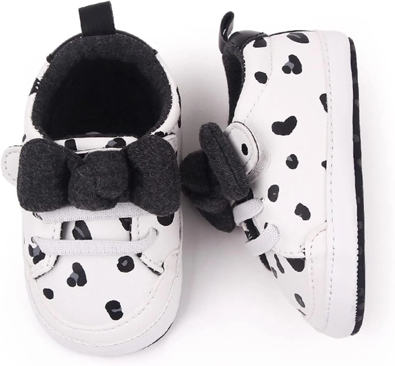 Infant Boys Baby Newborn Sneakers Girls Cute Bow PU Leather Lace Up Walking Shoes Flat Shoes Toddler High Tops