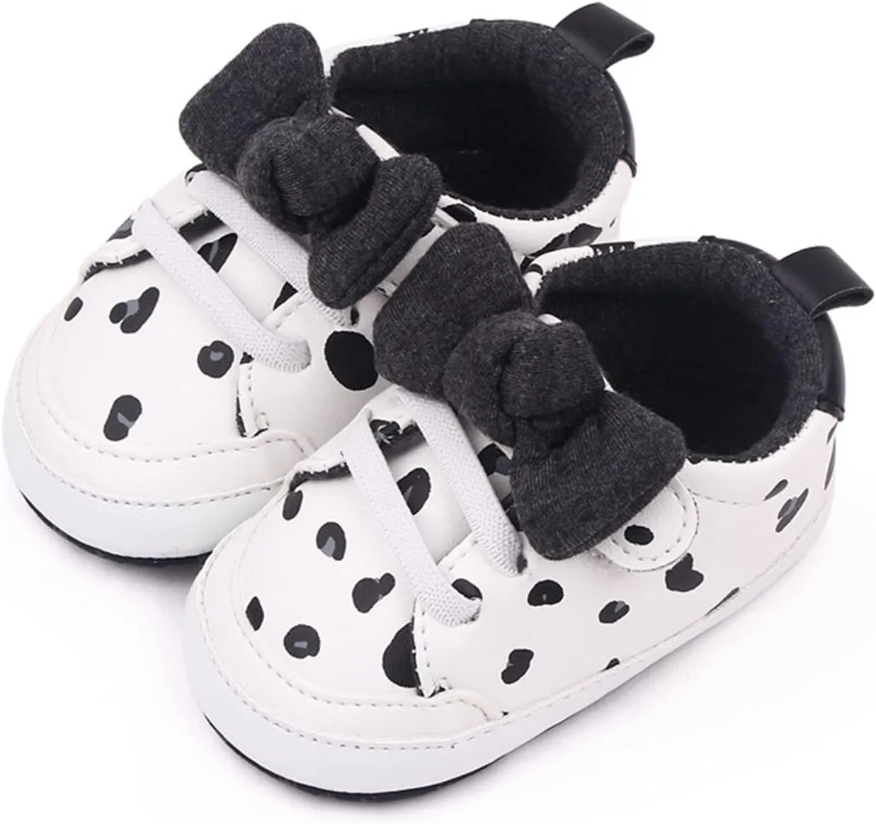 Infant Boys Baby Newborn Sneakers Girls Cute Bow PU Leather Lace Up Walking Shoes Flat Shoes Toddler High Tops