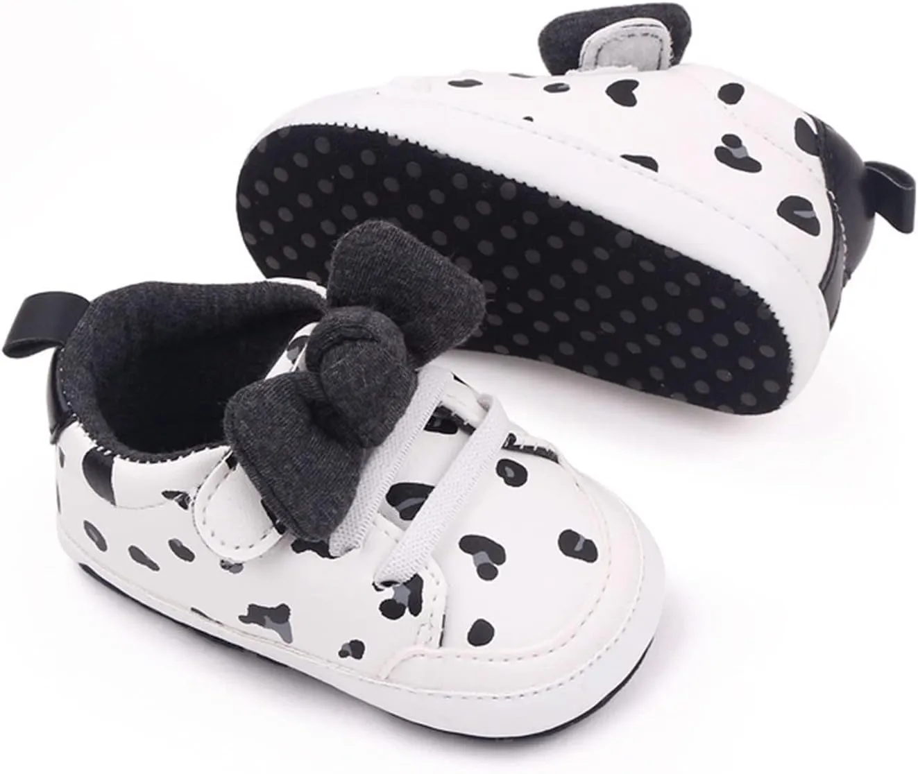 Infant Boys Baby Newborn Sneakers Girls Cute Bow PU Leather Lace Up Walking Shoes Flat Shoes Toddler High Tops